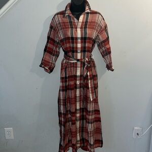 Plaid Flared Shirt Dress